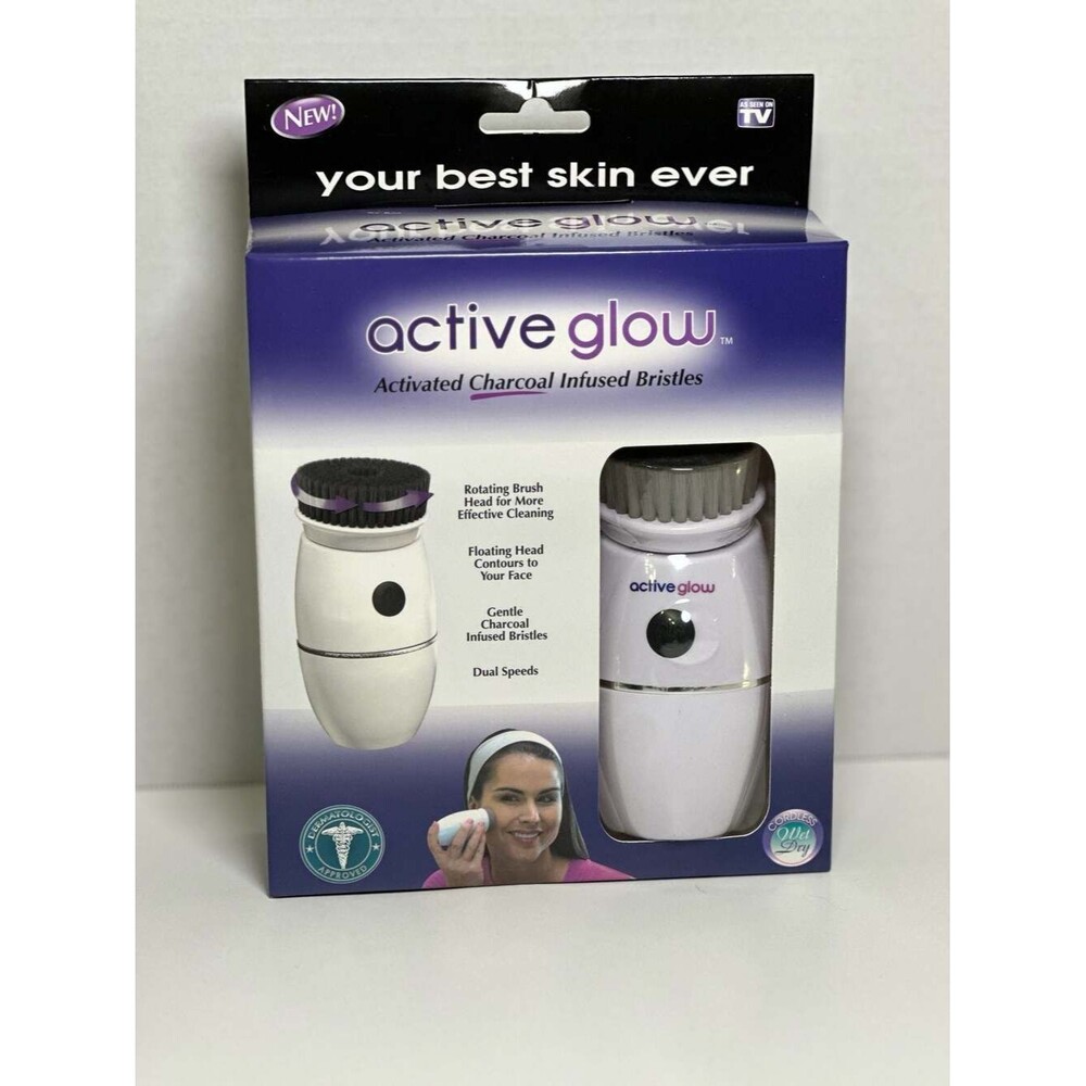 Active Glow Activated Charcoal Infused Rotating Facial Cleansing Brush - New